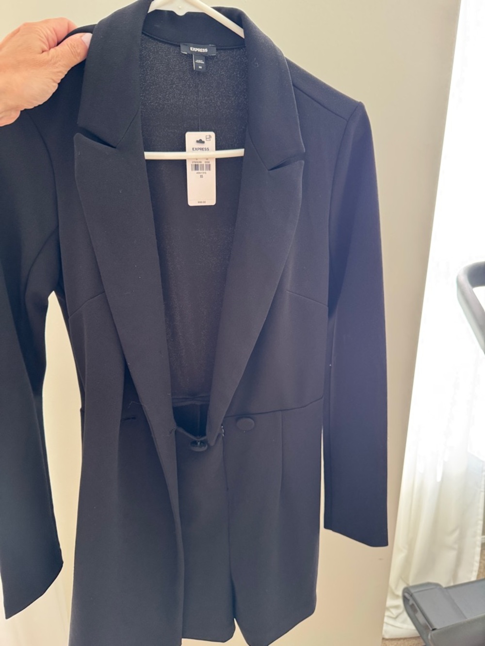 Express Women's Black Longline Single-Button Blazer